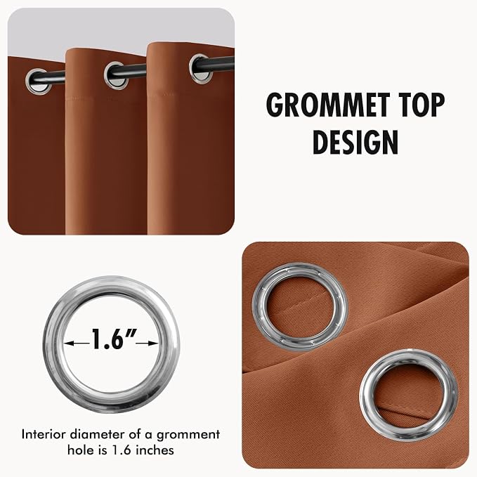 MIULEE Terracotta Blackout Bedroom Curtains Drapes 84 Inch Long 52"x84" | Grommet Top, Room Darkening Window Drapes, Privacy Protection, Thermal Insulated, Heat Blocking, Light Blocking