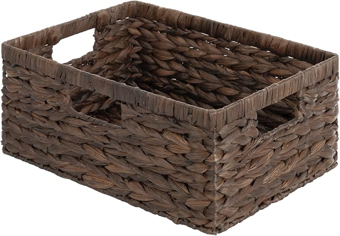 StorageWorks Wicker Storage Baskets,Decorative Baskets for Home Decor,1Pack | Water Hyacinth Wicker Storage Baskets for Shelves, Shelf Baskets for Organizing, Large Basket, Decorative Baskets for Storage