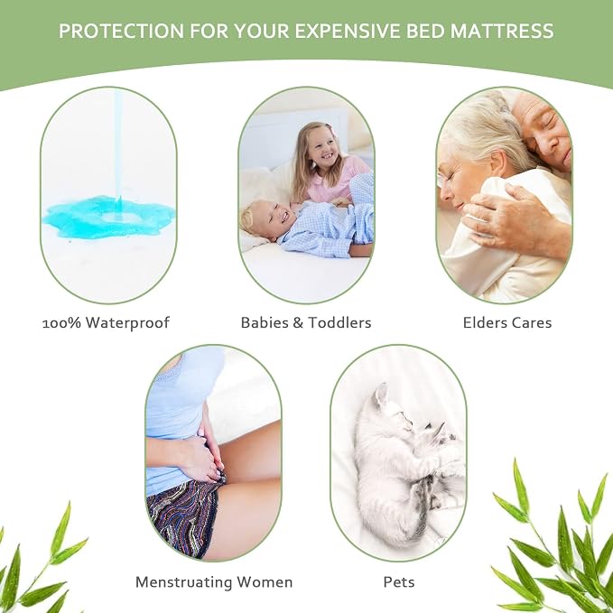 California King Mattress Protector, Cal King Mattress Cover Protector | Skin Friendly and Breathable, Viscose Jersey Cal King Mattress Cover18" Deep Pocket