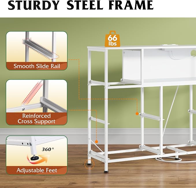 WLIVE LED Dresser TV Stand for 55 Inch TV, 8 Drawers, White | Fits TVs up to 55 inch, 8 fabric drawers, LED chest of drawers, Built-in power outlet, Living room or bedroom