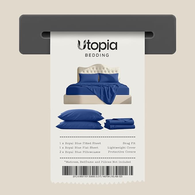 King Sheets Set, 4 Pieces 16" Deep Pocket Hotel Luxury Sheets, Royal Blue | Extra Soft Bedsheet Set, Comfy & Breathable Cooling Sheets, Wrinkle & Fade Resistant, Fitted Sheet, Flat Sheet, 2 Pillowcases