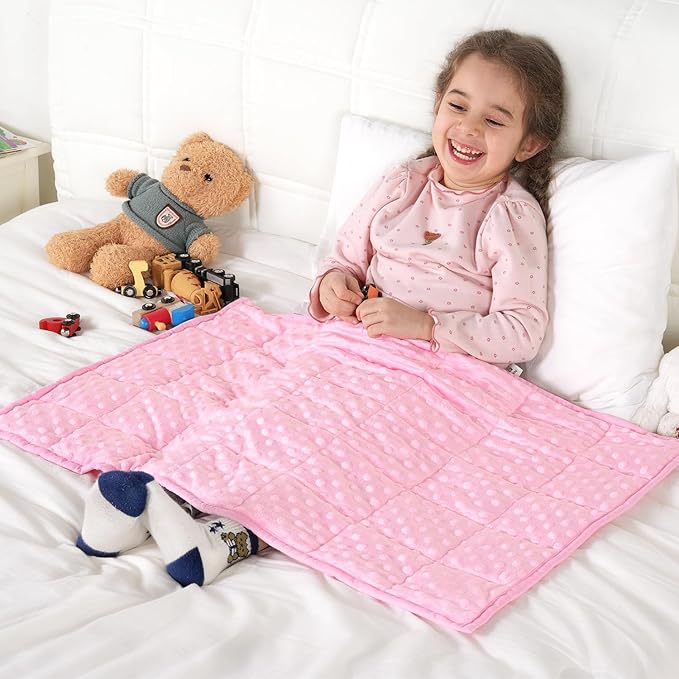 Weighted Lap Pad, Minky Dots Small Weighted Blanket, 20"x30" 2lbs | Gentle Hug-Like Comfort, Reversible Cooling & Cozy for All Seasons, 7-Layer for Even Weight Distribution, Machine Washable