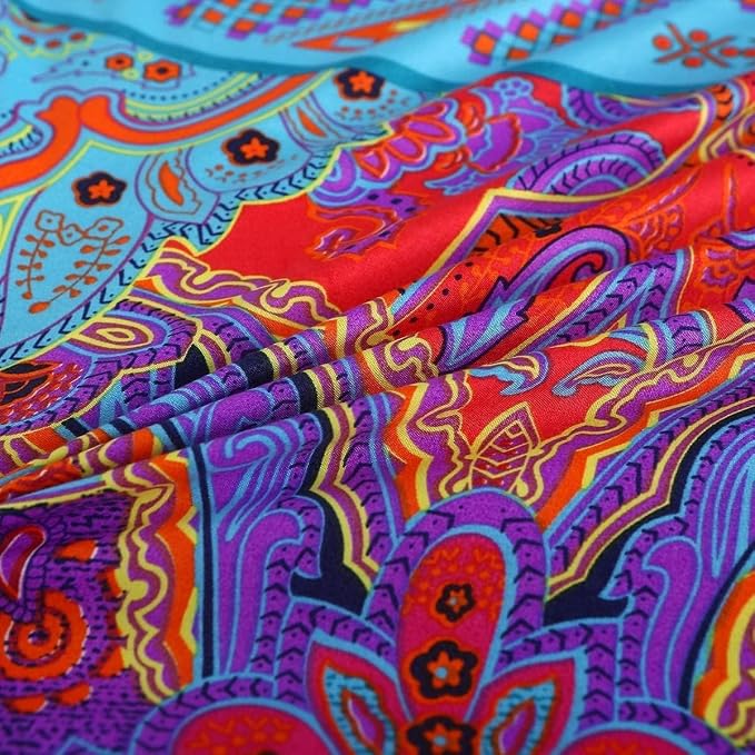 Boho Twin Comforter Set Soft Chic Bedding Twin Comforter Set 2 Pieces Lightweight Exotic Red Teal Bohemian Mandala Colorful Retro Printed Comforter Set for All Seasons Luxury Comfy