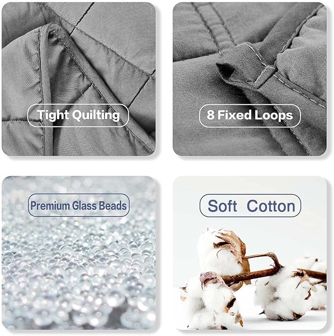 RJOP Weighted Blanket 20lbs 60"x80", Weighted Blankets for Adults, Cooling Weighted Blanket for Sleeping, Machine Washable Soft & Breathable All-Season Comfort & Premium Glass Beads(60" x 80" 20 lbs)