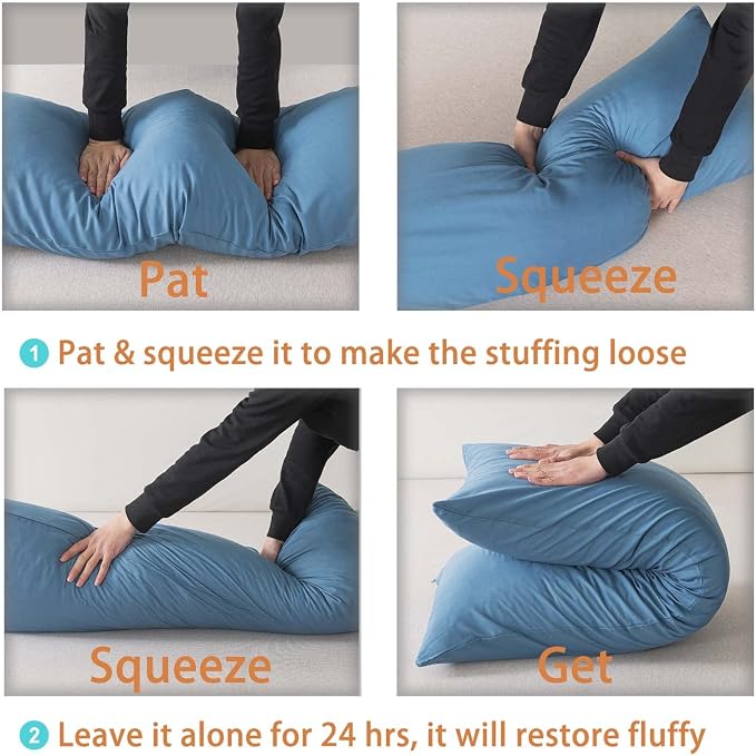 WhatsBedding Memory Foam Body Pillow with Cover, Long Bed Pillow for Adults | Breathable Zippered Cotton Cover,Long Pillow for Sleeping, Firm Pillow Fluffy Supportive for Side Sleepers