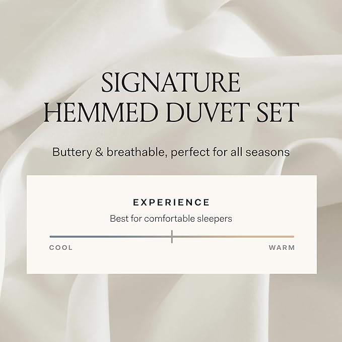 BOLL & BRANCH Signature Hemmed Duvet Set, Twin/Twin XL, Mineral | 1 Duvet Cover, 1 Sham - Luxury 100% Organic Cotton - Buttery Soft, Hidden Closures