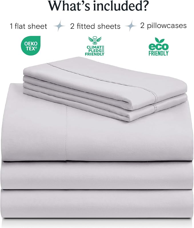 Split King Sheets for Adjustable Bed, Soft Deep Pocket Bed Sheets Set, 5PC | LuxClub Silky Fitted Sheet & Pillowcase Sets, Breathable Hotel Luxury Bedding for Mattress Wrinkle Free, Dove Gray