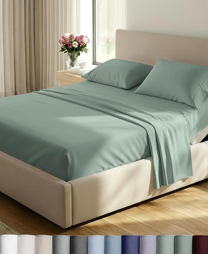 California Design Den 800 Thread Count Split King Sheets, 5 Pc Set | 100% Cotton Sateen, Good Housekeeping Seal, Split King Sheets Sets for Adjustable Bed with 2 Separate Twin-XL Mattresses