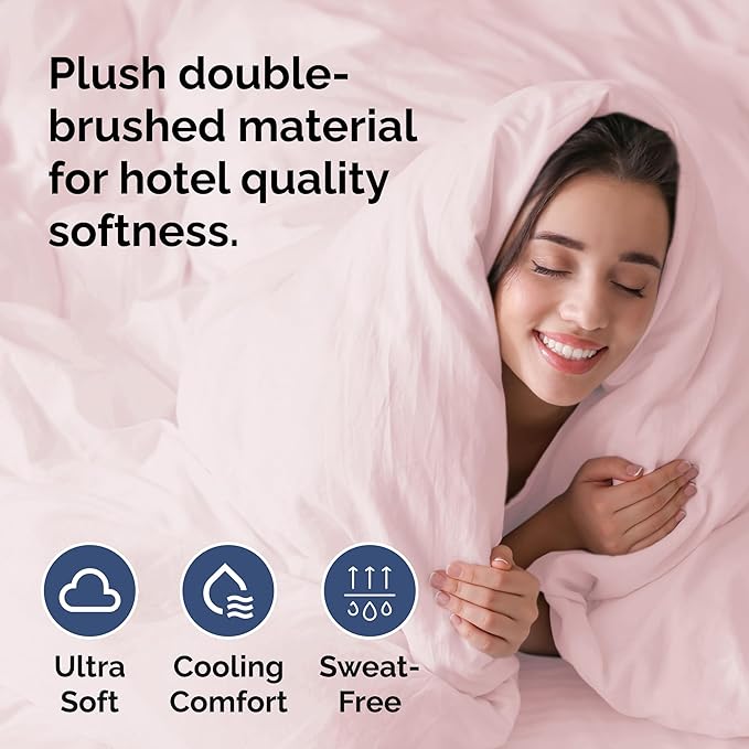 Duvet Cover King Size - 3 Piece with Zipper Closure - Lavender Pink | Extra Soft, Breathable, King Duvet Cover 104" x 90" with 2 Pillow Shams, Zipper Closures & Ties, Women, Men, Kids & Teens