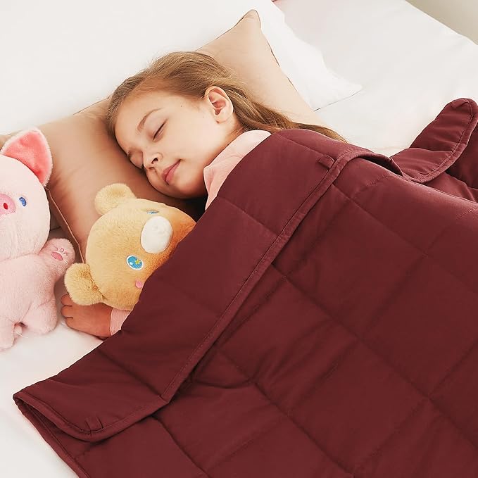 CuteKing Weighted Blanket - Weighted Blanket with Premium Glass Beads - Breathable Heavy Blanket for Comfortable Rest - Thick Blanket All Season (5lbs, 36"x48", Claret Red)