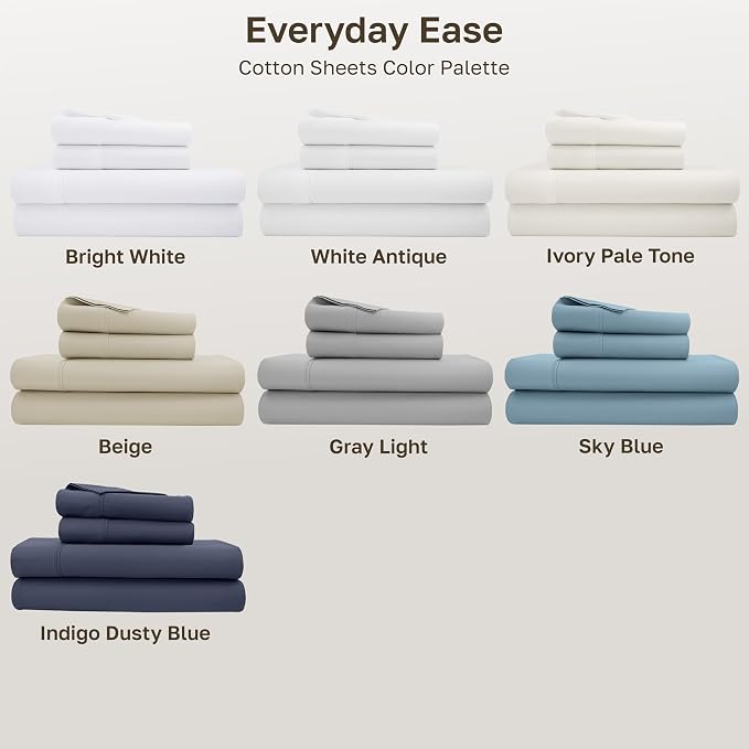 California Design Den 2-Pack 100% Cotton Sateen Queen Size Sheet Set | 400 Thread Count Backed by Good Housekeeping Seal, 16" Deep Pocket, All-Around Elastic, Easy Care - Ivory (Pale Tone)