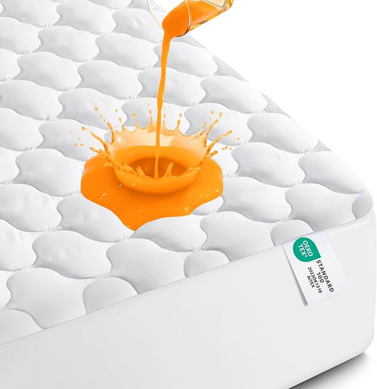 Utopia Bedding Waterproof Mattress Protector, Twin Mattress Pad, Quilted Fitted Cover Stretches up to 16 Inches Deep (White) | Deep Pockets fits upto 16" Deep, 100% Waterproof Mattress Cover Soft Breathable & Noiseless Mattress Topper by Utopia Bedding
