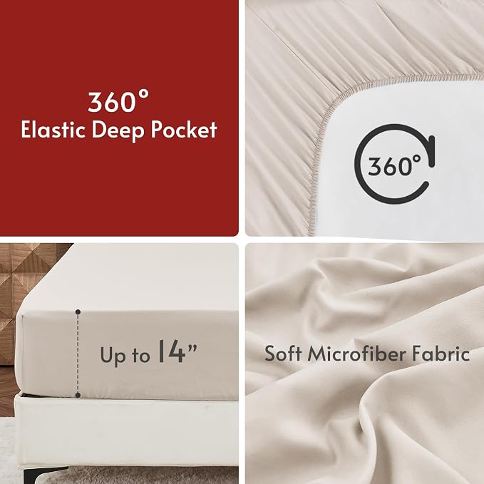 5 Pieces Twin Comforter Set, Reversible Bed in a Bag Twin Size, All Season Bedding Set with Comforter, Flat Sheet, Fitted Sheet, Pillowcases & Shams, Sage Green & Beige