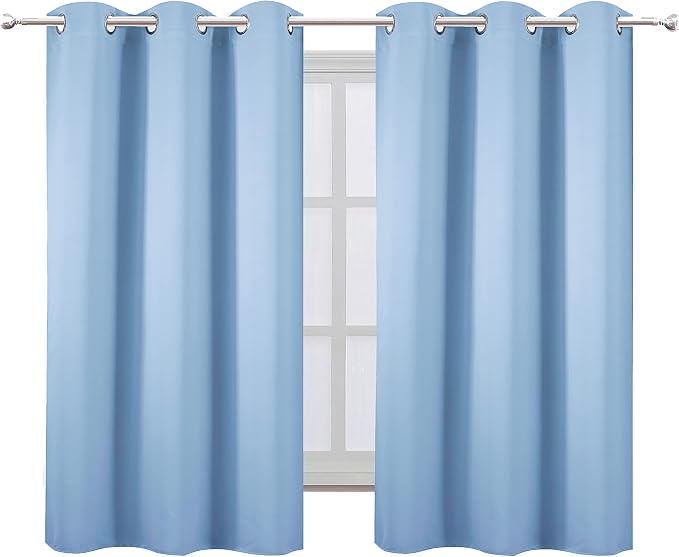 Sky Blue Blackout Curtains/38 x 54 Inch/Set of 2 Panels Thermal Insulated Room Darkening Curtains for Bedroom