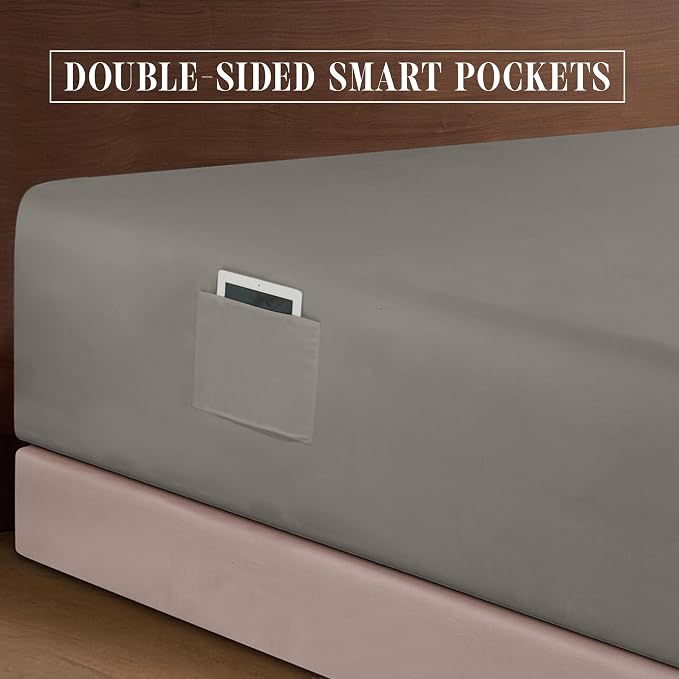 Elegant Comfort Luxurious 1500 Premium Hotel Quality Microfiber 4-Piece Sheet Set, 18-24 Inches Deep - Extra Deep Pocket Sheets - Ultra Soft 4PC Deep Pocket Sheets, Twin/Twin XL, Gray