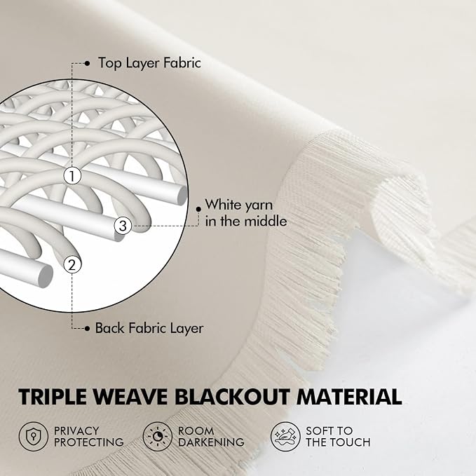 MIULEE Ivory Blackout Bedroom Curtains Drapes 96 Inch Long 52"x96" | Grommet Top, Room Darkening Window Drapes, Privacy Protection, Thermal Insulated, Heat Blocking, Light Blocking