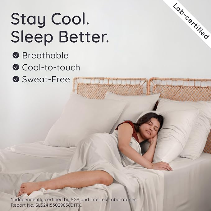 Bambaw 100% Viscose Derived from Bamboo Fitted Sheet King Size, Cooling King Sized Fitted Sheet with Corner Straps, Soft & Breathable (Sand)