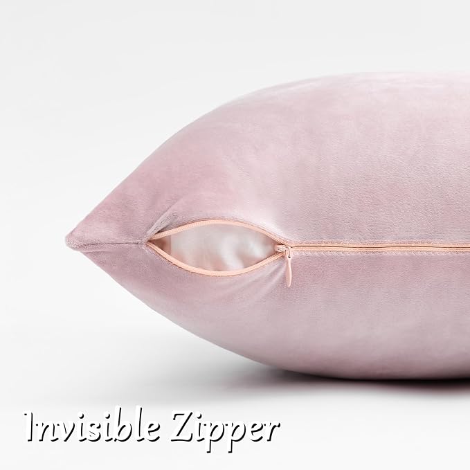 GIGIZAZA Sweet Lilac Velvet Throw Pillow Covers 24x24 Pack of 2 | Decorative Pink Pillows for Couch Sofa,280gsm Soft Textured Fabric,Modern Square Pillowcases,Luxury Cushion Covers