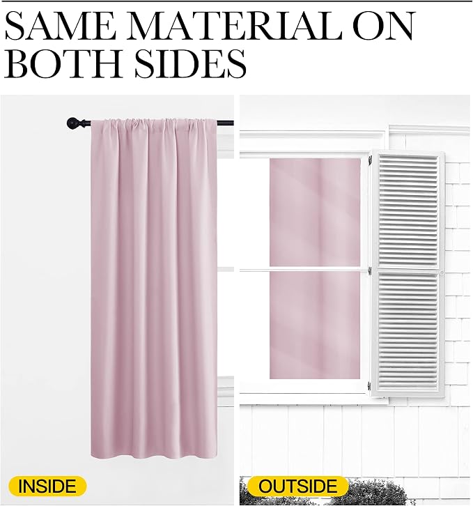 NICETOWN Blackout Curtains for Living Curtains, Room Darkening Draperies Window Curtain Panels, Thermal Insulated Room Darkening Curtains (Lavender Pink, 2 Panels, W34 x L72)