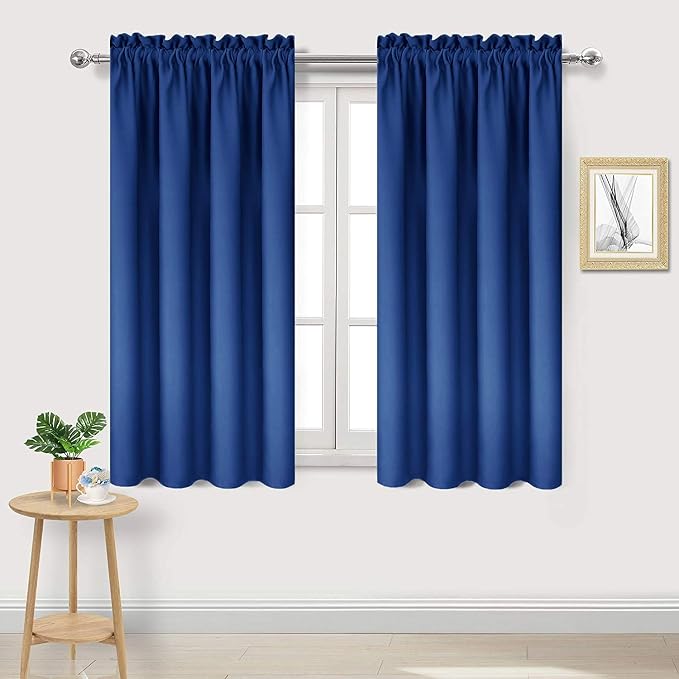DWCN Blackout Curtains for Bedroom Living Room 42 x 54 Inch Long 2 Panels | Room Darkening, Thermal Insulated, Light Blocking, Rod Pocket Drapes, Noise Reducing Window Treatments, Classic Blue