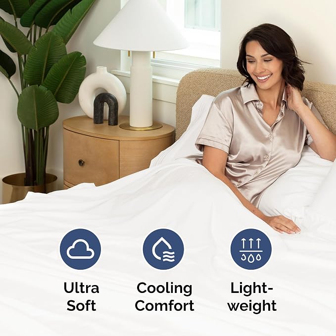 Queen Flat Sheet - Single Top Flat Sheet Only - Cooling - Antique White | Hotel Luxury Top Flat Sheet Only, Ultra-Soft, Breathable & Cooling, Fade & Wrinkle Free, Easy-Care, Stain & Shrink Resistant