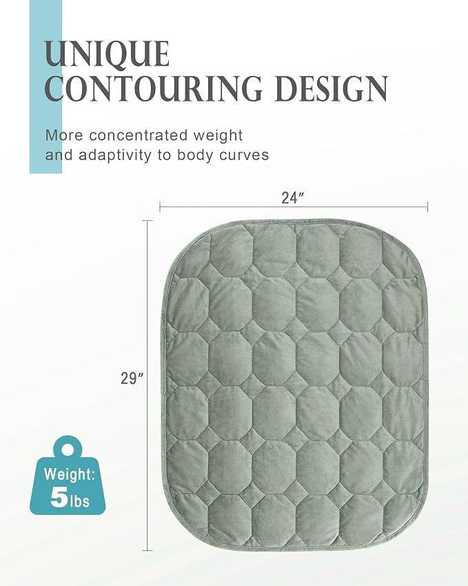 Cottonblue Small Weighted Lap Blanket 7lbs for Adults Teens 24"x29", Cozy | Soft Crystal Velvet Weighted Blanket Pad, Washable Portable Mini Travel Blankets for Relaxation All Season Used, Sage Green