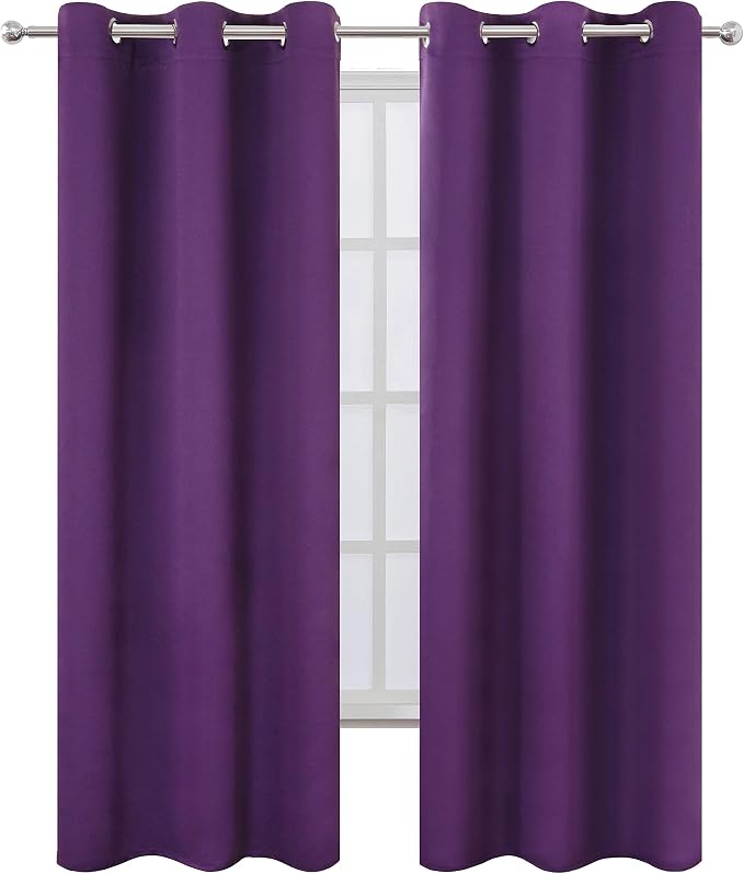 Purple Thermal Blackout Curtains/38 x 84 Inch/Set of 2 Panels Room Darkening Curtains for Bedroom