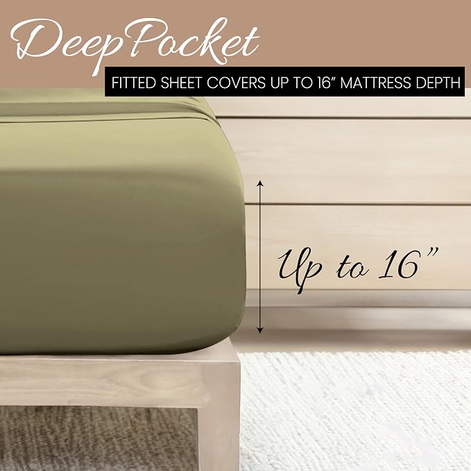 Linen Market Bed Sheets for California King Size Bed (Sage) - Sleep Better Than Ever with These Soft and Cooling California King Sheets - Deep Pocket Fits 16" Thick Beds - 4 Piece Cal King Sheet Set