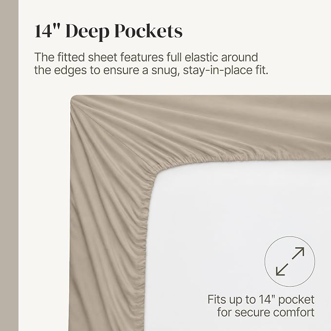 Modern Threads Soft Microfiber Solid Sheets - Luxurious Microfiber Bed Sheets - Includes Flat Sheet, Fitted Sheet with Deep Pockets, & Pillowcases Taupe Twin