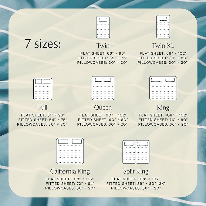 LuxClub 4 PC Queen Size Sheet Set Bed Sheets, Breathable Luxury, Deep Pockets 18" Wrinkle Free Cooling Machine Washable Hotel Bedding (Striped Light Blue) | LuxClub Silky Fitted Sheet & Pillowcase Sets, Breathable Hotel Luxury Bedding for Mattress Wrin...
