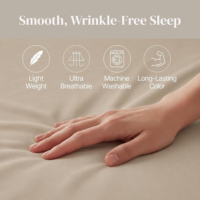 Modern Threads Soft Microfiber Solid Sheets - Luxurious Microfiber Bed Sheets - Includes Flat Sheet, Fitted Sheet with Deep Pockets, & Pillowcases Khaki Twin