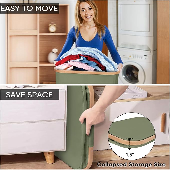 BALEINE 70L Laundry Hamper with Lid, Large Laundry Basket Bin | Large Capacity, Easy-Access Lid, Shape-Retaining Structure, Pull Handles, Ideal for Bedroom, Dorm, Laundry Room
