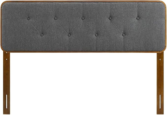 Modway MOD-6235-WAL-CHA Collins Tufted King Fabric and Wood Headboard, Walnut Charcoal