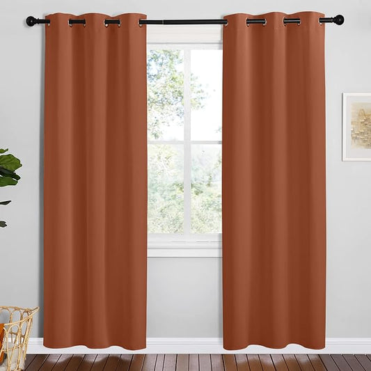 NICETOWN Bedroom Blackout Curtains, 1 Pair, 42 x 78-inch, Burnt Orange | Privacy and Thermal Insulated Small Blackout Drapes for Office Windows
