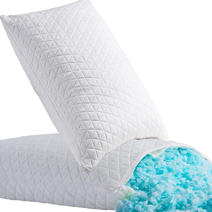 Memory Foam Pillows for Side Sleepers,Firm Pillows Standard Size Set of 2 | Adjustable,with Washable Removable Cover,Support,Cooling and Breathable for Hot,Side,Back,Stomach Sleepers,Hypoallergenic