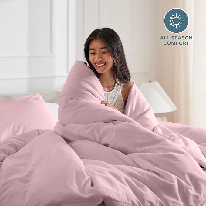 Bare Home Duvet Cover Set 1800 Ultra-Soft (Twin/Twin XL, Dusty Pink) | Lightweight, Cooling, Breathable, Premium 1800 Ultra-Soft, All-Season