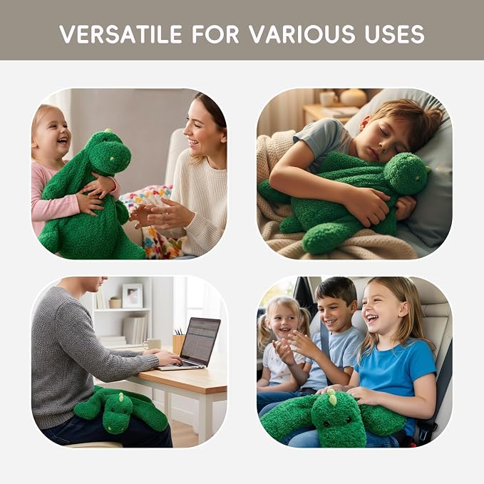 L'AGRATY Weighted Lap Pad for Kids 5 lbs, Sensory Needs Weighted Dinosaur Stuffed Animals Lap Blanket Soft Plush Hugging Sensory for Kids Teen Adults Removable Washable Cover