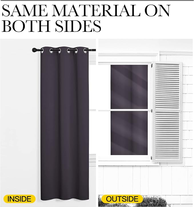 NICETOWN Greyish Purple Blackout Curtains, 2 Panels, 34" x 63" | Thermal Insulated Decoration Drapes for Kitchen, Small Window