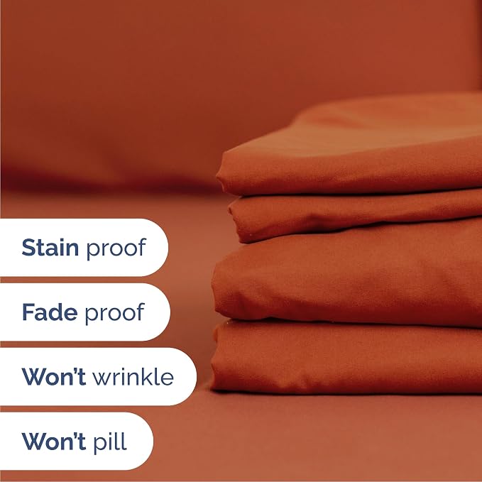Cal King 6 Piece Bed Sheet Set - Breathable & Cooling Sheets - Terracotta | Ultra-Soft Hotel Luxury Bedding Set with 8-16 Inch Deep Pockets, 1 Flat & 1 Fitted Sheet & 4 Pillowcases, Wrinkle & Fade Free