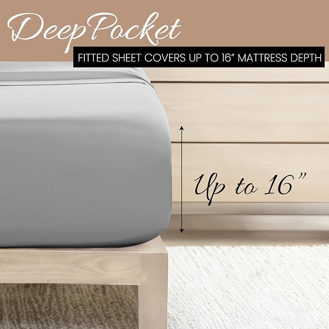 ienjoy Home Hotel Collection Luxury Soft Brushed Bed Sheet Set - Cal King - Light Gray