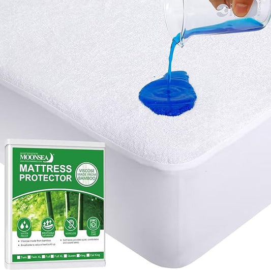 Queen Size Mattress Protector Waterproof,Smooth Top Mattress Cover for Kid | Breathable Skin Friendly and Noiseless Fitted Sheet,Viscose Terry Mattress Protector