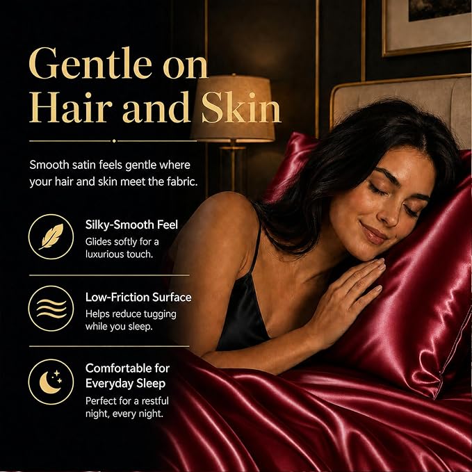 CozyLux Satin Sheets Full, 6-Piece 14-Inch Deep Pocket Sheet Set | OEKO-TEX Certified Silky Soft Sheet Set for Hair & Skin, Luxurious Silky-Smooth Satin for Elegant Bedroom Decor, Burgundy