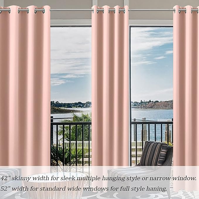 KOUFALL Blush Pink Curtains Blackout 96 Inch Long 2 Panels,Boho Neutral Nursery Curtains for Baby Girl,Nude Peach Curtains