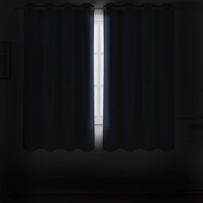Navy Blue Thermal Blackout Curtains/52 x 54 Inch/Set of 2 Panels Room Darkening Curtains for Bedroom