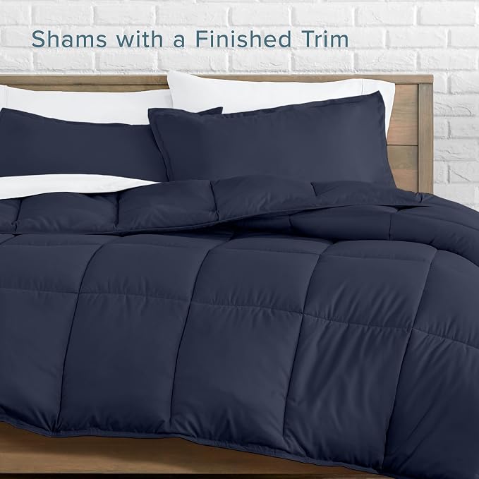 Bare Home Comforter Set - 1800 Ultra Soft (Oversized Queen, Midnight Blue) | All-Season, Breathable, Hypoallergenic, Premium 1800, Warm, Cozy