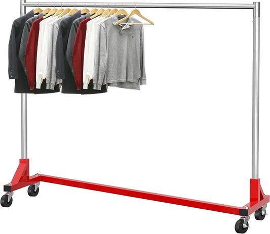 Simple Houseware Industrial Grade Z-Base Garment Rack, 63" W/500Lb, Red