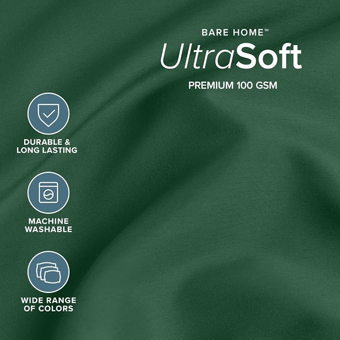 Bare Home Split King Sheet Set - 1800 Ultra-Soft (Split King, Forest Green) | Deep Pockets 6 to 15 Inches, Breathable, Hypoallergenic, Hotel Luxury, Easy Fit, Soft, All-Season
