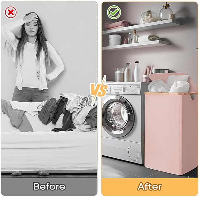 BALEINE 70L Laundry Hamper with Lid, Large Laundry Basket Bin | Large Capacity, Easy-Access Lid, Shape-Retaining Structure, Pull Handles, Ideal for Bedroom, Dorm, Laundry Room