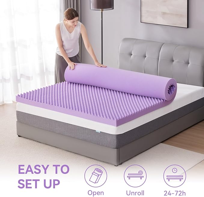 SINWEEK 1.5 Inch Egg Crate Memory Foam Mattress Topper Twin Size, Soft Mattress Pad for Back Pain Relief, Bed Topper, CertiPUR-US Certified