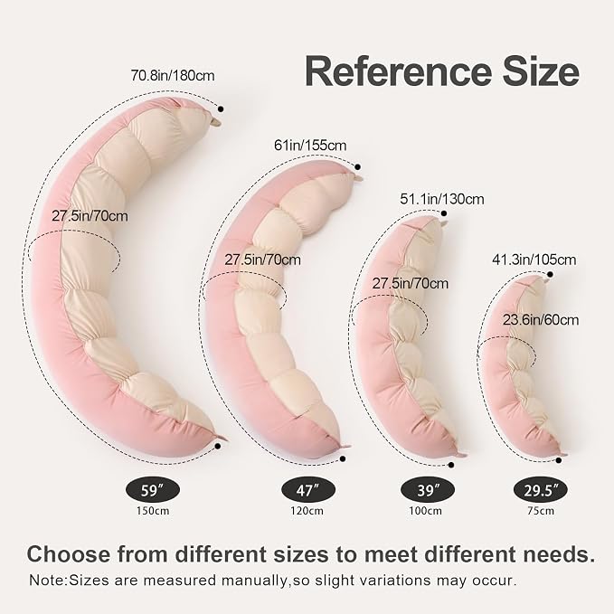 Peallow(Pat. Pend) – Long Round Body Pillow for Adults, Bolster Pillow for Sleeping, Soft and Supportive Pillow for Sleeping & Lumbar Support,Blush Pink